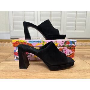 Jeffrey Campbell Caviar Platform Heel Slide Black Suede Size 6.5 NIB Retro Inspo